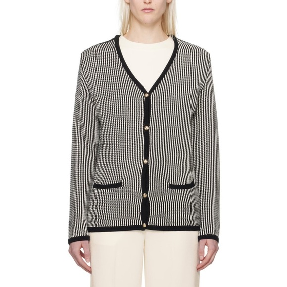 NWT Anine Bing Dave Stripe Black and White Cardigan Size Medium - Picture 8 of 13